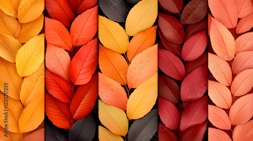 Autumn leaves color gradient, fall foliage background, nature texture, seasonal design element, website banner