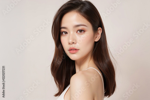 A woman with long brown hair