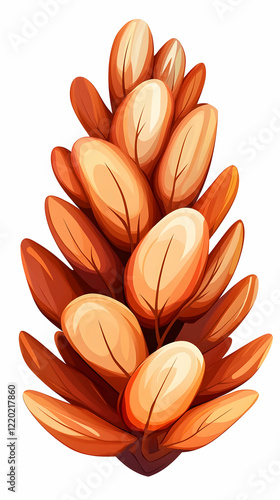 Autumnal leaves cluster, fall foliage, white background, design element, seasonal illustration