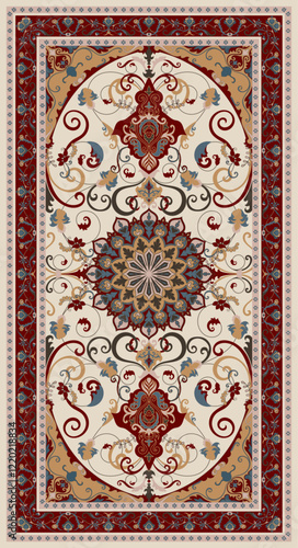 Persian Carpet Wallpaper rug for decorating rooms with intricate patterns