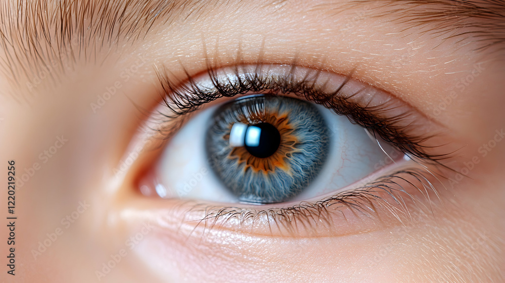 Close-up of a child's eye, showing intricate details, soft lighting, and natural beauty; ideal for healthcare or beauty marketing Close-up of a child's eye, showing intricate details, soft lighting, and natural beauty; ideal for healthcare or beauty marketing