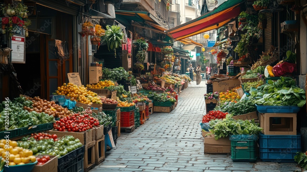 Vibrant Produce Market in a Vibrant Produce Market in a