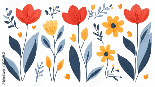 Wallpaper Mural Colorful floral design elements; spring flowers;  illustration for websites, cards Torontodigital.ca