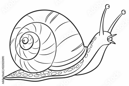 snail. Coloring page. Coloring book. Drawing of a snail isolated on a white background. Vector outline