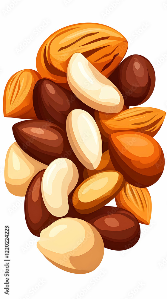 Fototapeta premium Mixed nuts assortment, healthy snack, food photography, white background, website use