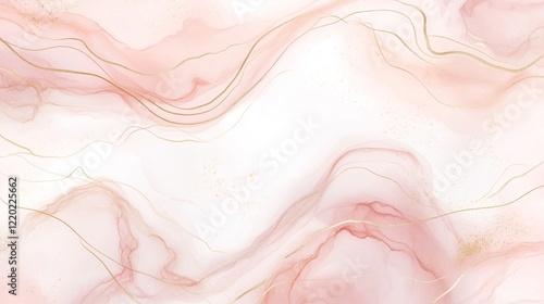 An elegant abstract marble background featuring dusty rose and blush watercolor textures, beautifully accented by delicate gold lines,