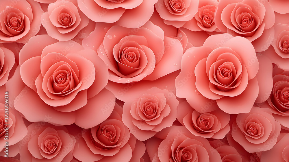 Fototapeta premium Pink roses background, close-up, floral design, romantic backdrop, perfect for Valentine's Day cards