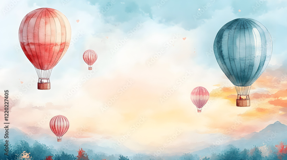 Obraz premium Hot Air Balloons Floating in the Sky