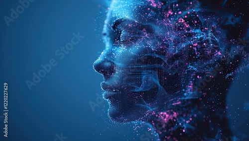 Digital Portrait of a Person Made of Particles