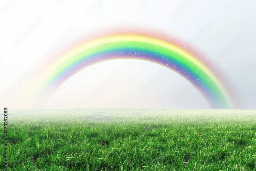 Peaceful Meadow with a Brilliant Double Rainbow After a Storm Peaceful Meadow with a Brilliant Double Rainbow After a Storm