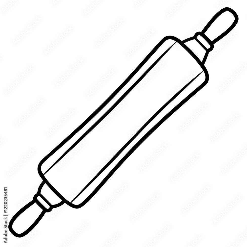 Detailed Rolling Pin Line Art Vector Detailed Rolling Pin Line Art Vector