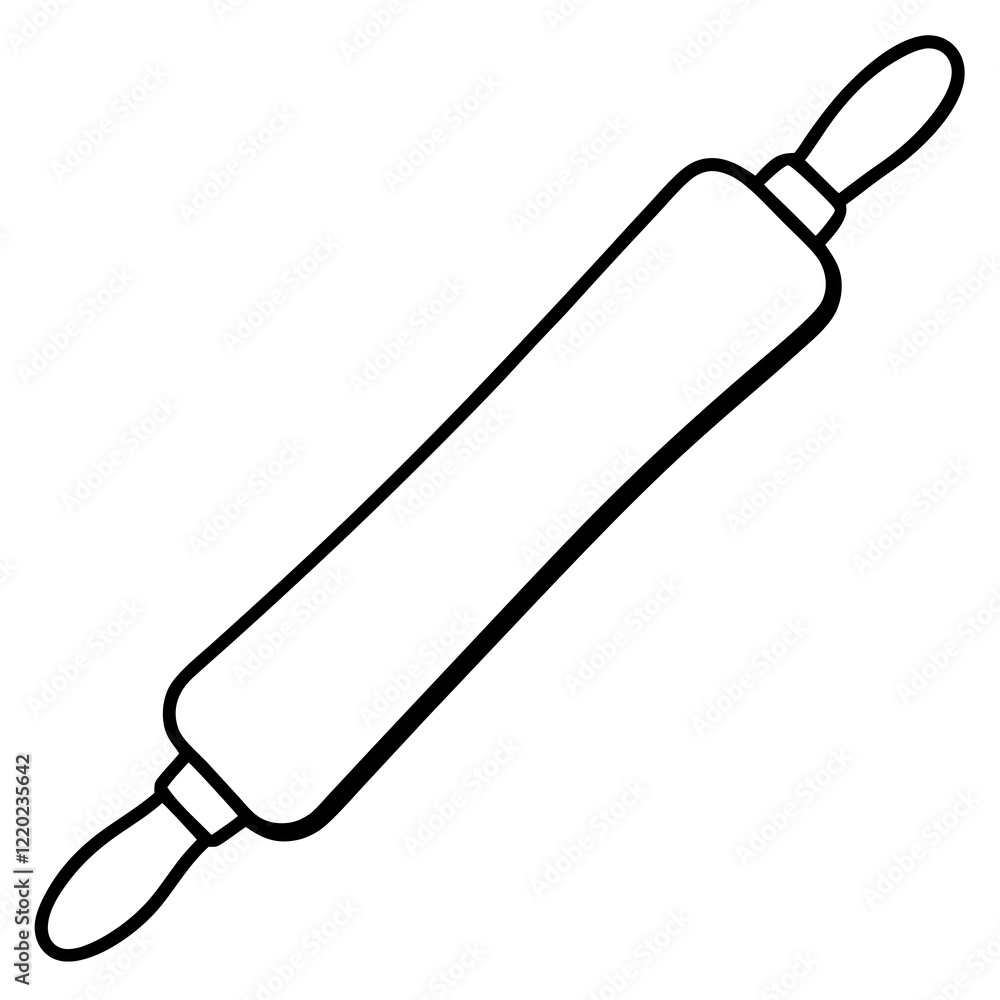 Detailed Rolling Pin Line Art Vector Detailed Rolling Pin Line Art Vector