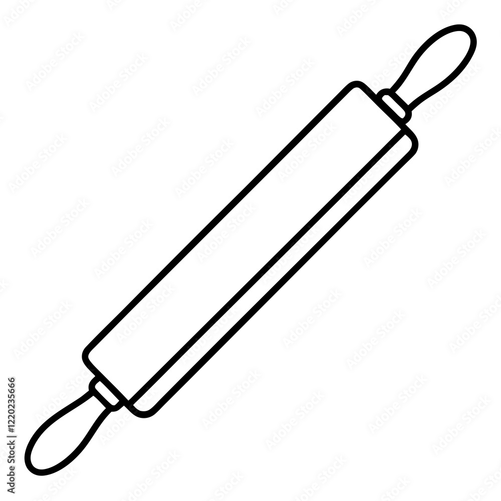 Detailed Rolling Pin Line Art Vector Detailed Rolling Pin Line Art Vector
