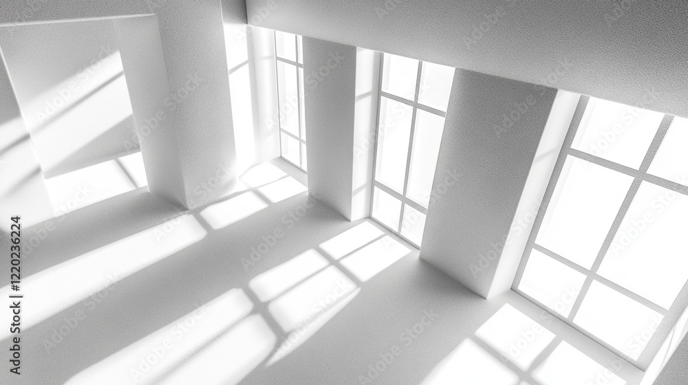 Fototapeta premium Minimalist aesthetic, gray seating, concrete walls, marble tables, soft textures