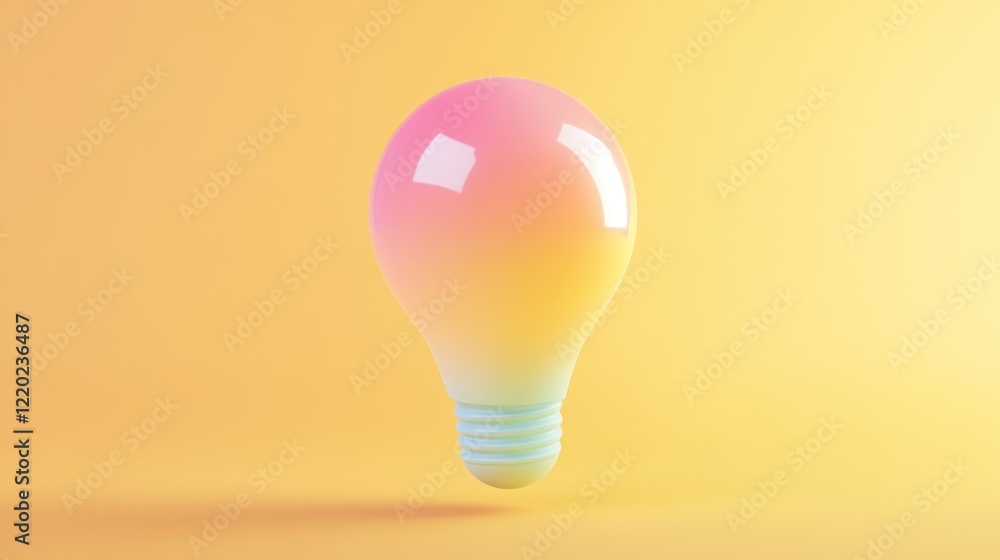 Pastel lightbulb idea concept, yellow background Pastel lightbulb idea concept, yellow background