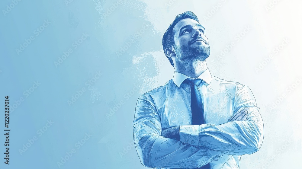 Fototapeta premium Empowered businessman embracing success office environment digital artwork confident perspective motivation concept