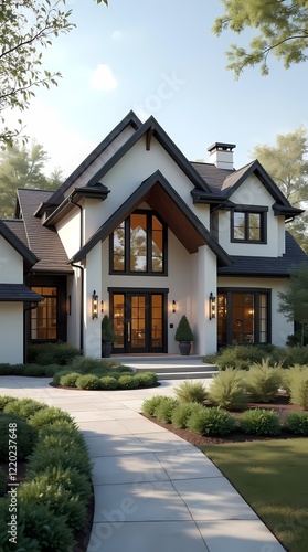 Beautiful exterior of a luxury home in a modern farmhouse style