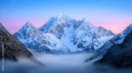 Wallpaper Mural Majestic snow-capped peaks mountain range nature serene environment wide-angle view landscape beauty Torontodigital.ca