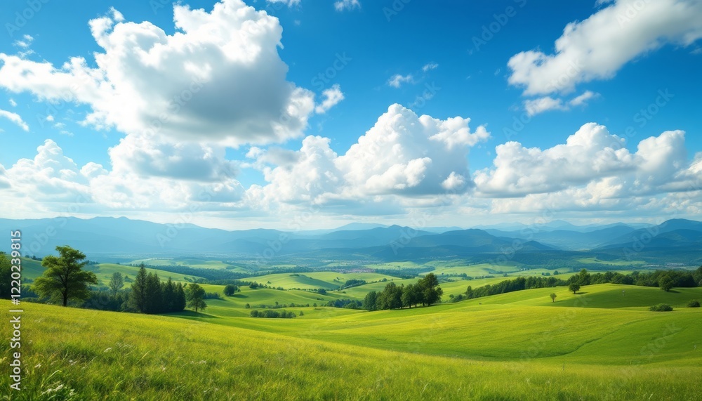 Rolling Green Hills Under a Summer Sky Rolling Green Hills Under a Summer Sky