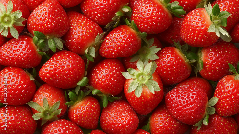 Fresh and vibrant strawberries in a close-up view Fresh and vibrant strawberries in a close-up view