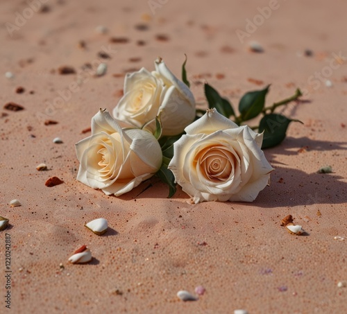 photo of white roses on a pink squeak photo