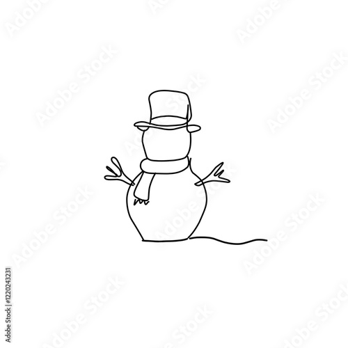 Snowman doodle line illustration