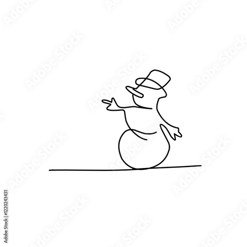 Snowman doodle line illustration