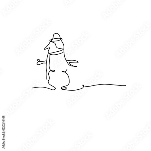 Snowman doodle line illustration