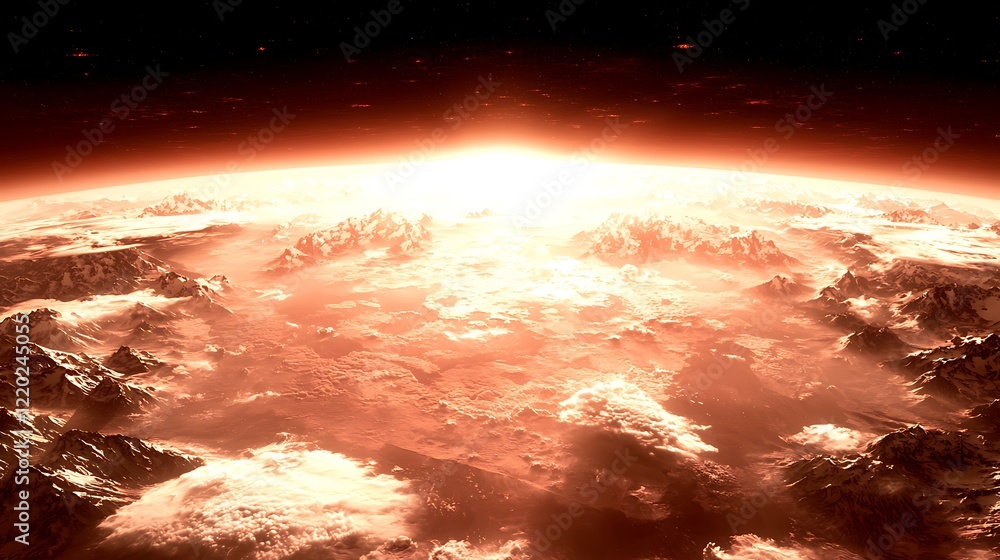 Obraz premium A breathtaking sunset with vivid red and orange hues, creating a fiery atmosphere as the sky is engulfed in the warmth of the setting sun
