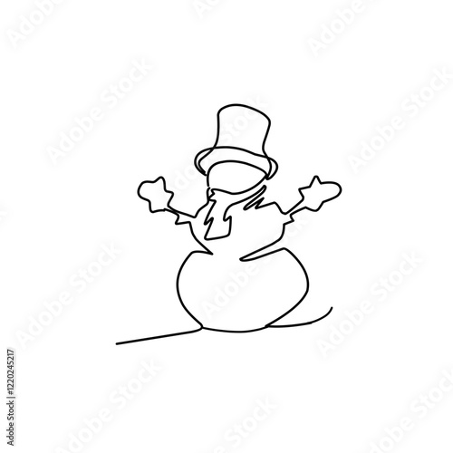 Snowman doodle line illustration