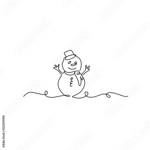 Snowman doodle line illustration