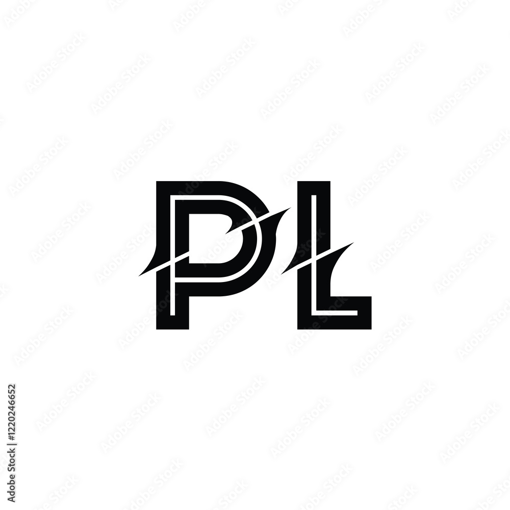 PL monogram logo design letter text name symbol monochrome logotype alphabet character simple logo