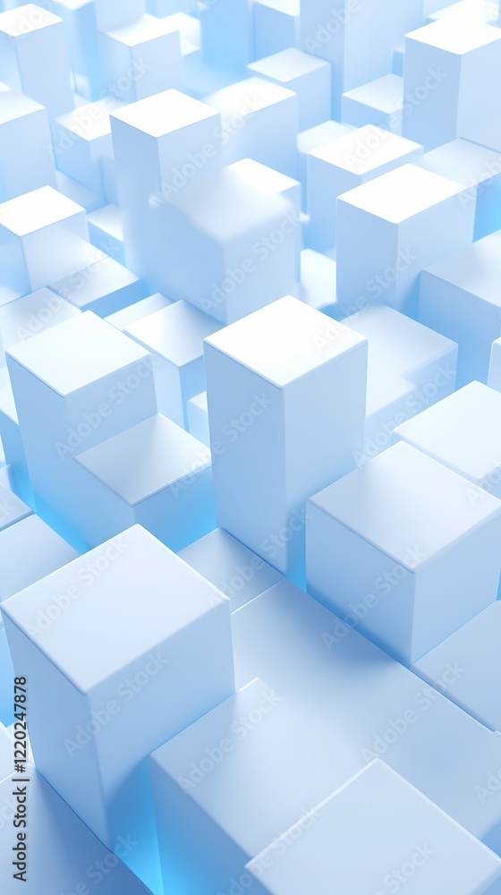 digital technology blue and white luminous 3d square poster background digital technology blue and white luminous 3d square poster background