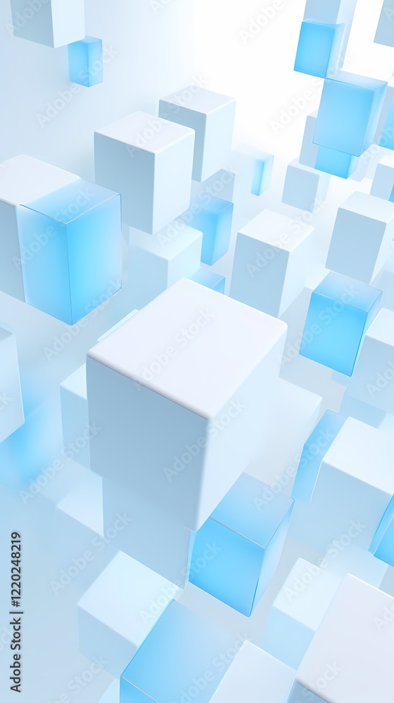 digital technology blue and white luminous 3d square poster background digital technology blue and white luminous 3d square poster background