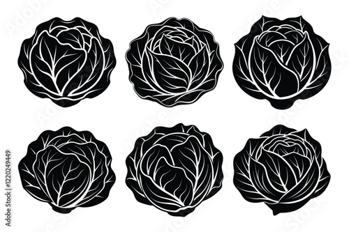 Cabbage Flat Icon silhouette set. Versatile Vector Design from the Fruits Collection