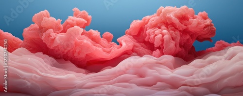 Omega-3 Fatty Acids design. Digital abstract clouds in shades of pink and blue.