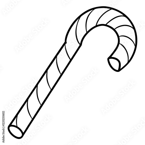 Holiday Candy Cane Line Art Vector Illustration