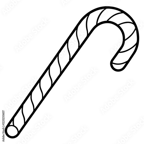 Holiday Candy Cane Line Art Vector Illustration