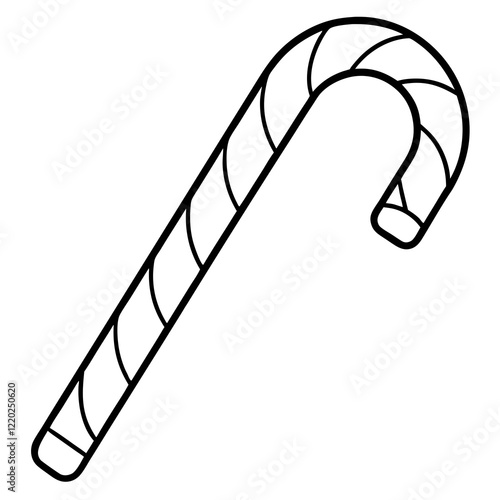 Holiday Candy Cane Line Art Vector Illustration