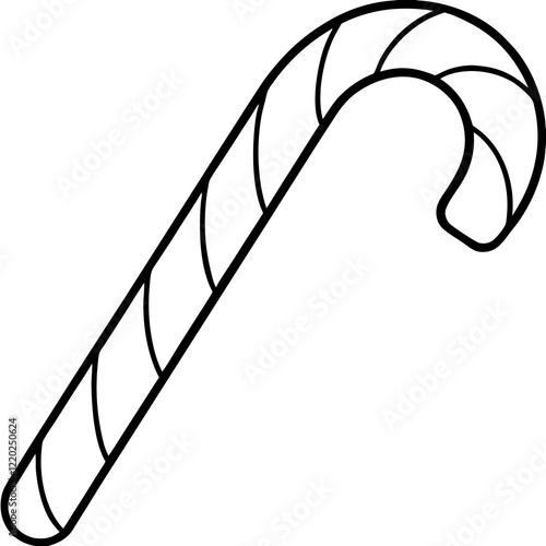 Holiday Candy Cane Line Art Vector Illustration