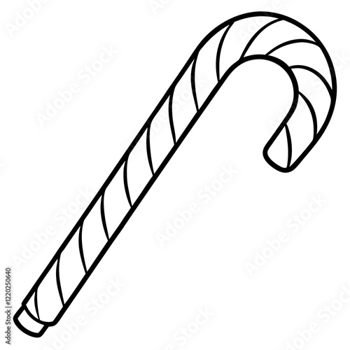 Holiday Candy Cane Line Art Vector Illustration