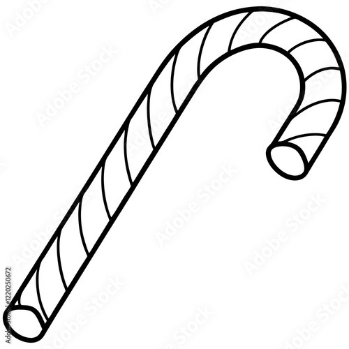 Holiday Candy Cane Line Art Vector Illustration