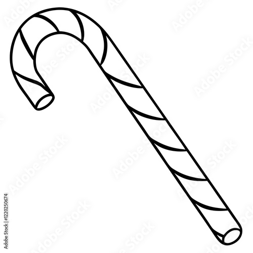 Holiday Candy Cane Line Art Vector Illustration
