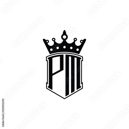 PM monogram logo design letter text name symbol monochrome logotype alphabet character simple logo