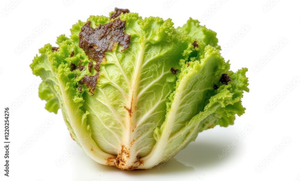 Fresh lettuce with brown spots Fresh lettuce with brown spots