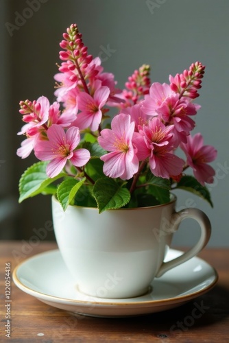 Wallpaper Mural Delicate spiraea x cinerea Grefsheim flowers in a coffee cup, spiraea, spring, flowers Torontodigital.ca