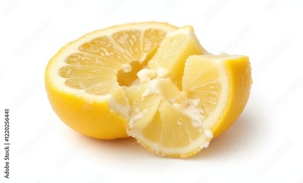 Freshly cut lemon with juicy segments Freshly cut lemon with juicy segments