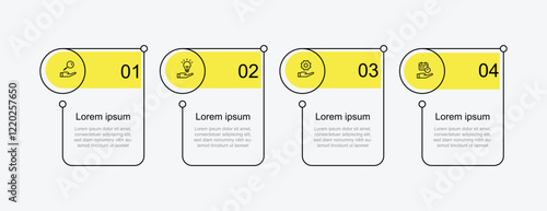 4 table line square and yellow color. Vector banner infographic template with icons suitable for business information and web presentation 