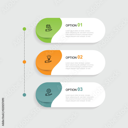Vector banner infographic template with 3 step column vertical concept suitable for workflow layout, business information and web presentation 