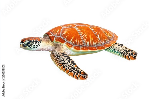 Vibrant illustration of a sea turtle swimming gracefully in a clear ocean, showcasing its intricate patterns and colors photo